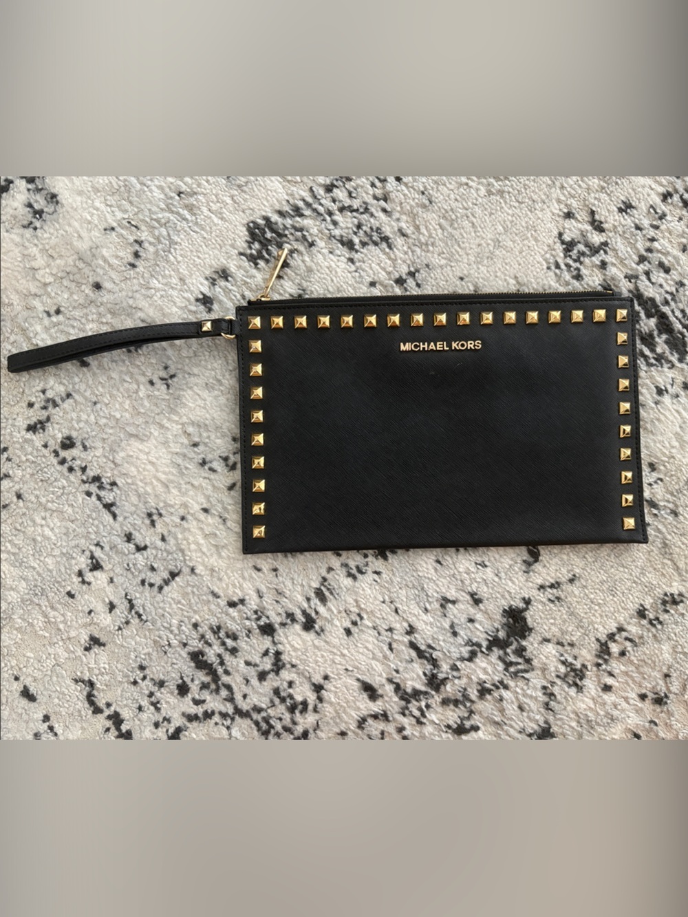 Michael Kors Black Wristlet with Gold Stud Trim - Picture 2 of 4